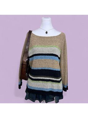 y2k striped silk blend preppy boho cottagecore light weight sweater